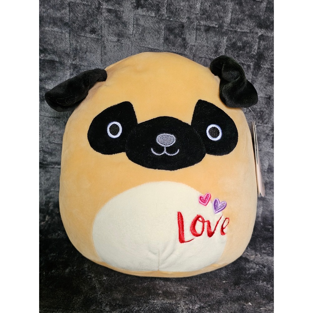 Squishmallows Pam the Pug 8 Inch Tan Black Valentine Love Plush Kellytoy 2019